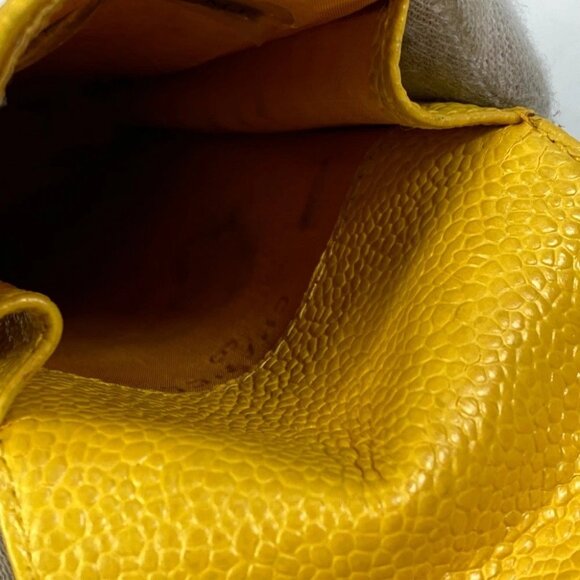 CHANEL Pouch CC Accessory case pen case glasses case Caviar Leather yellow - Picture 13 of 13